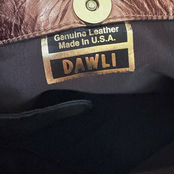 Dawli Vintage Studed Genuine Leather Made In U.S.A.Crossbody Purse Bag Rose Gold - Picture 7 of 12